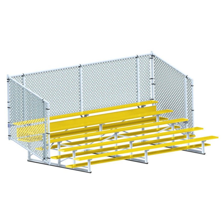 Jaypro Sports Bleacher - 5 Row - Single Foot Plank with Chain Link Rai, Powder Coatedl - 15' L (BLCH - 5CPC) - SchoolOutlet