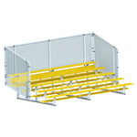 Jaypro Sports Bleacher - 5 Row - Single Foot Plank with Chain Link Rai, Powder Coatedl - 15' L (BLCH - 5CPC) - SchoolOutlet
