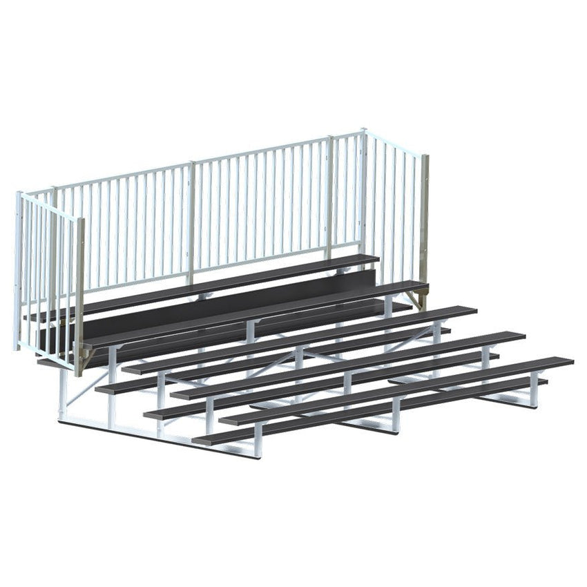 Jaypro Sports Bleacher - 5 Row - Single Foot Plank with Guard Rail, Powder Coated - 15' L (BLCH - 5GRPC) - SchoolOutlet