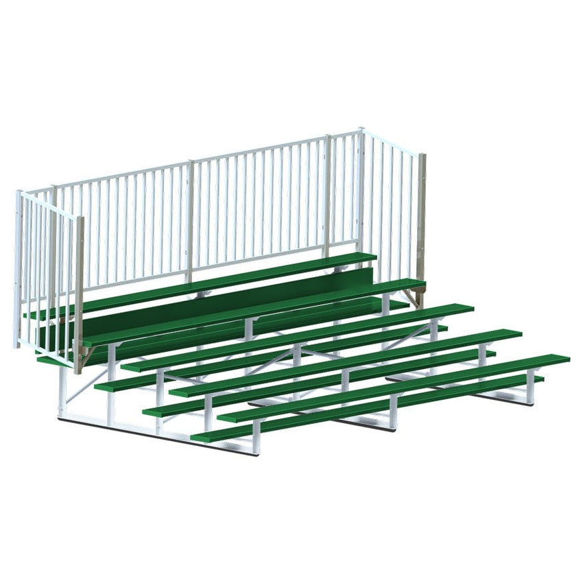 Jaypro Sports Bleacher - 5 Row - Single Foot Plank with Guard Rail, Powder Coated - 15' L (BLCH - 5GRPC) - SchoolOutlet
