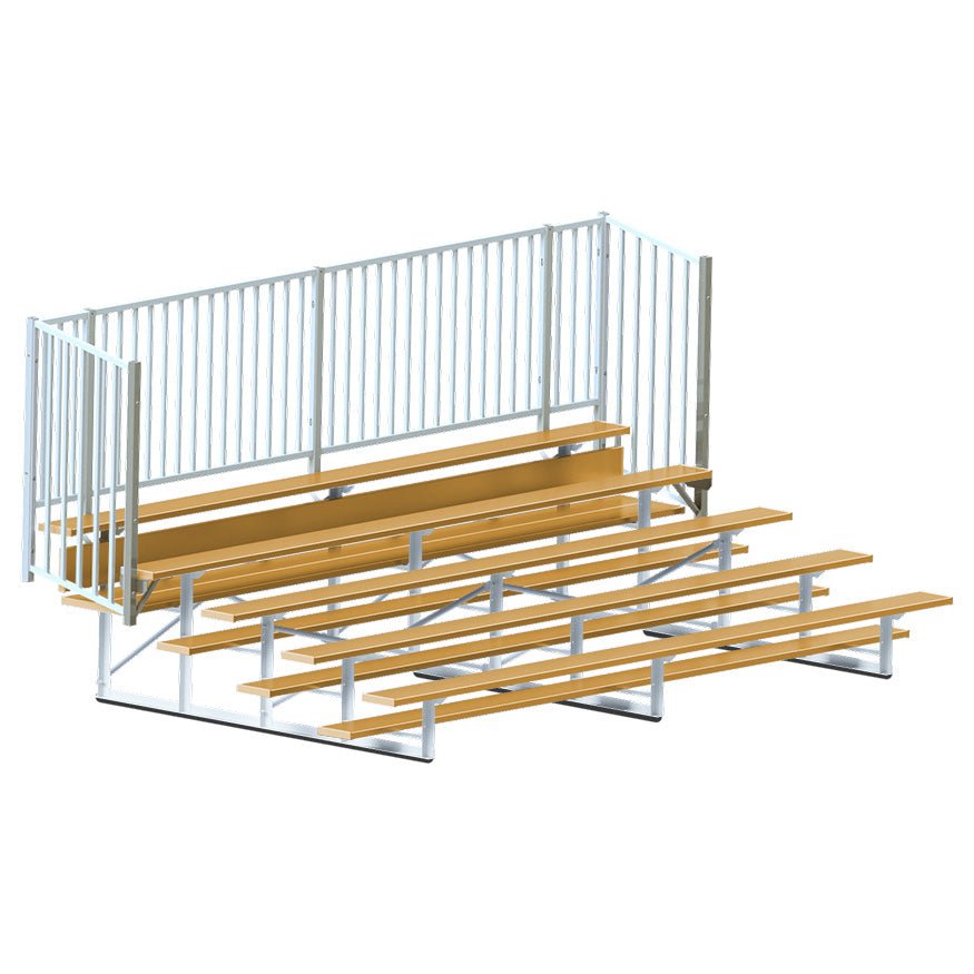 Jaypro Sports Bleacher - 5 Row - Single Foot Plank with Guard Rail, Powder Coated - 15' L (BLCH - 5GRPC) - SchoolOutlet