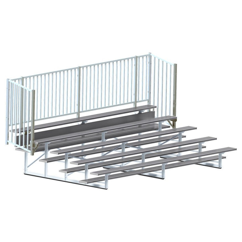 Jaypro Sports Bleacher - 5 Row - Single Foot Plank with Guard Rail, Powder Coated - 15' L (BLCH - 5GRPC) - SchoolOutlet