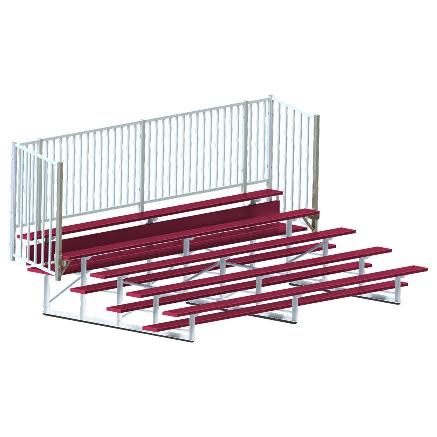 Jaypro Sports Bleacher - 5 Row - Single Foot Plank with Guard Rail, Powder Coated - 15' L (BLCH - 5GRPC) - SchoolOutlet