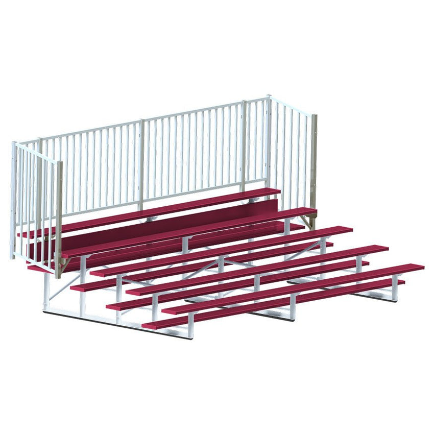 Jaypro Sports Bleacher - 5 Row - Single Foot Plank with Guard Rail, Powder Coated - 15' L (BLCH - 5GRPC) - SchoolOutlet