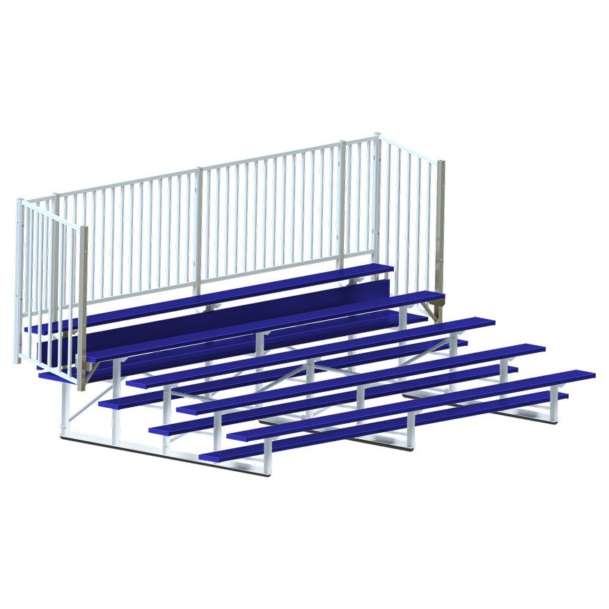 Jaypro Sports Bleacher - 5 Row - Single Foot Plank with Guard Rail, Powder Coated - 15' L (BLCH - 5GRPC) - SchoolOutlet
