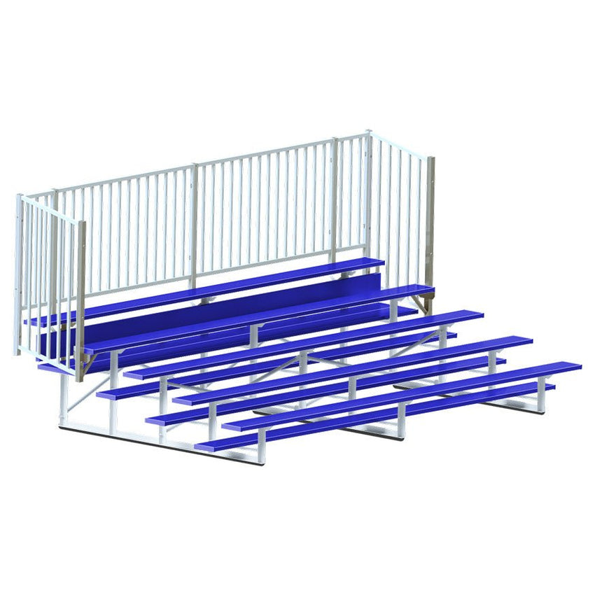 Jaypro Sports Bleacher - 5 Row - Single Foot Plank with Guard Rail, Powder Coated - 15' L (BLCH-5GRPC) - SchoolOutlet