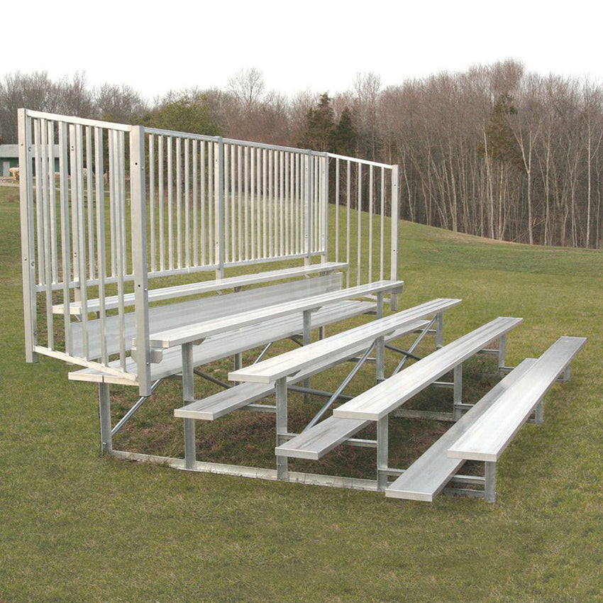 Jaypro Sports Bleacher - 5 Row - Single Foot Plank with Guard Rail, Powder Coated - 15' L (BLCH-5GRPC) - SchoolOutlet