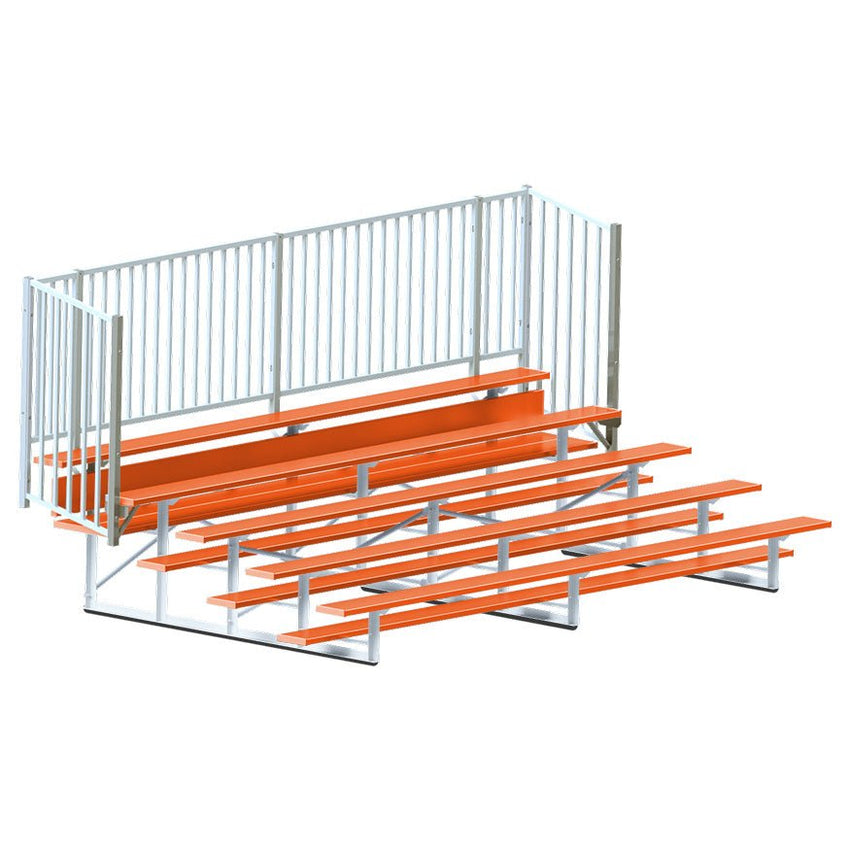 Jaypro Sports Bleacher - 5 Row - Single Foot Plank with Guard Rail, Powder Coated - 15' L (BLCH - 5GRPC) - SchoolOutlet