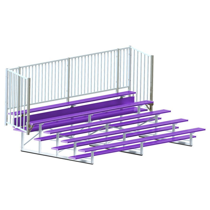 Jaypro Sports Bleacher - 5 Row - Single Foot Plank with Guard Rail, Powder Coated - 15' L (BLCH - 5GRPC) - SchoolOutlet