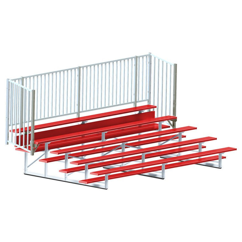 Jaypro Sports Bleacher - 5 Row - Single Foot Plank with Guard Rail, Powder Coated - 15' L (BLCH - 5GRPC) - SchoolOutlet
