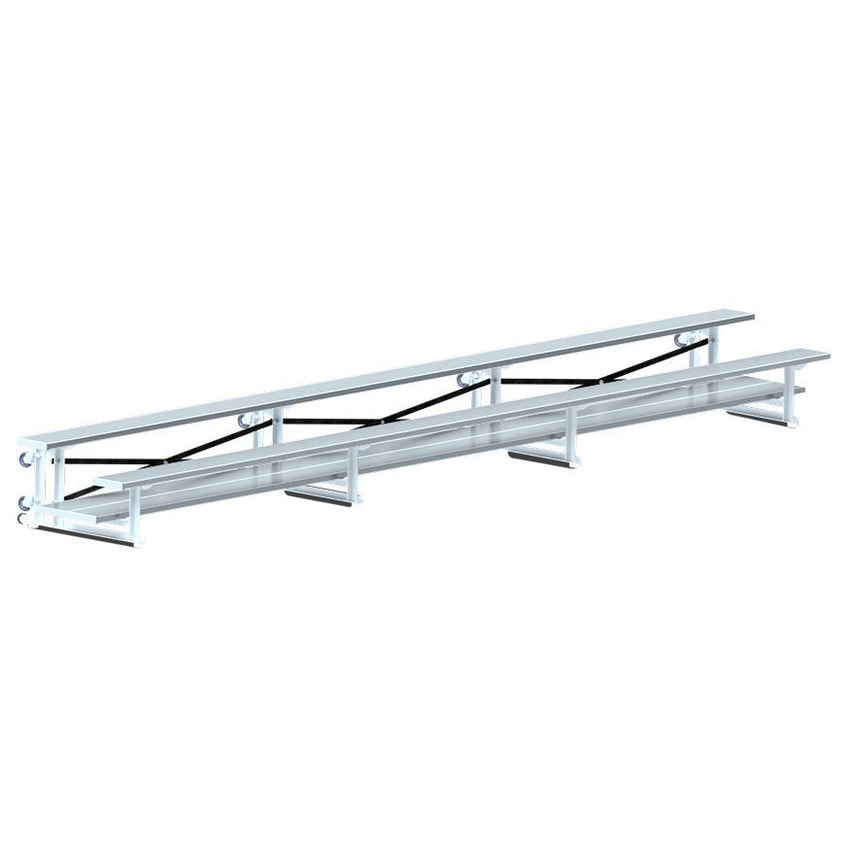 Jaypro Sports Bleacher - 2 Row - Tip & Roll, Double Foot Plank - 21' L (BLDP - 221TRG) - SchoolOutlet