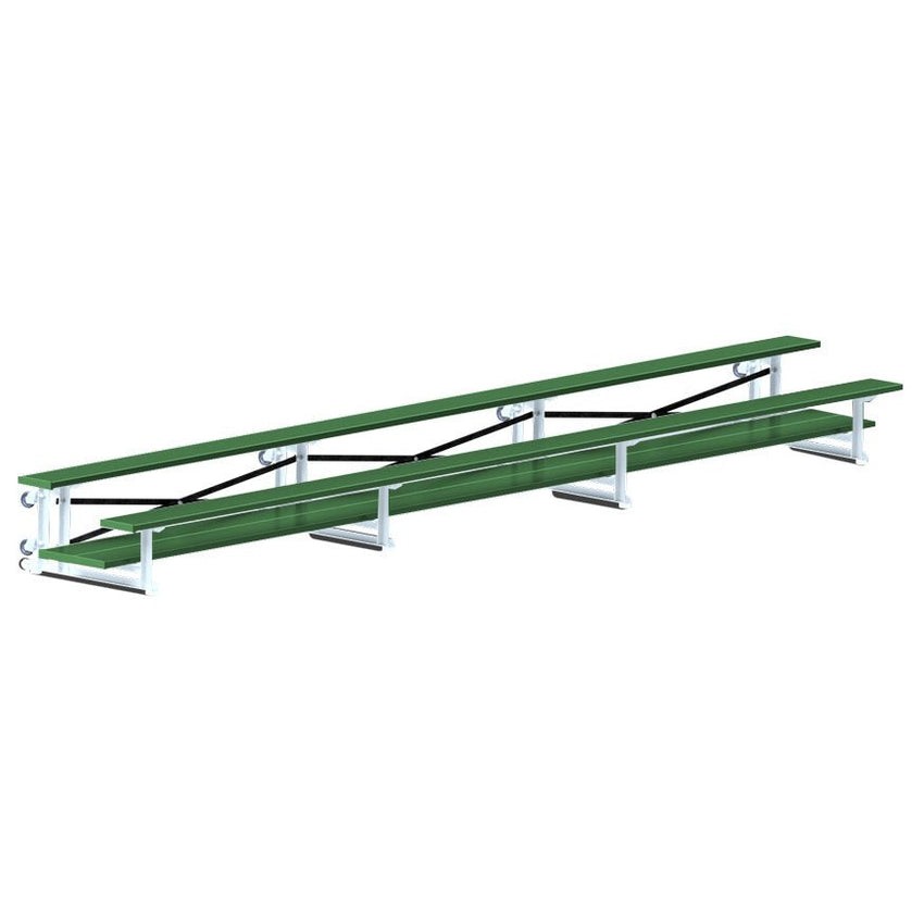 Jaypro Sports Bleacher - 2 Row - Tip & Roll, Double Foot Plank, Powder Coated - 21' L (BLDP - 221TRGPC) - SchoolOutlet
