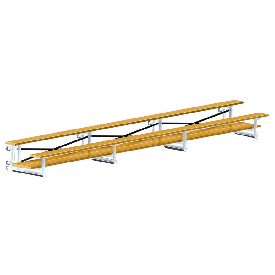 Jaypro Sports Bleacher - 2 Row - Tip & Roll, Double Foot Plank, Powder Coated - 21' L (BLDP - 221TRGPC) - SchoolOutlet