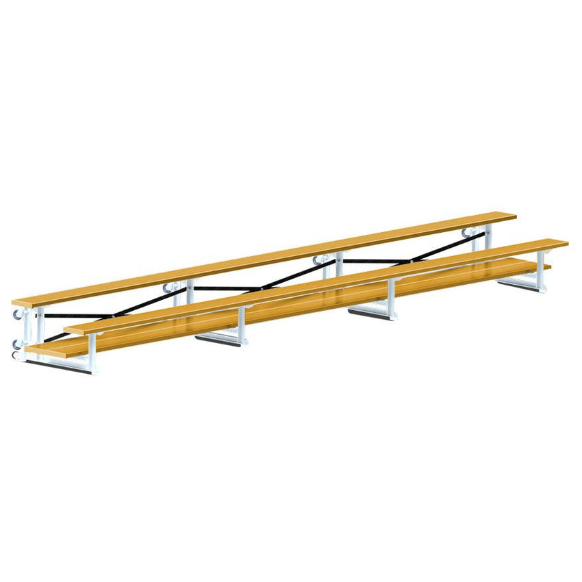 Jaypro Sports Bleacher - 2 Row - Tip & Roll, Double Foot Plank, Powder Coated - 21' L (BLDP - 221TRGPC) - SchoolOutlet