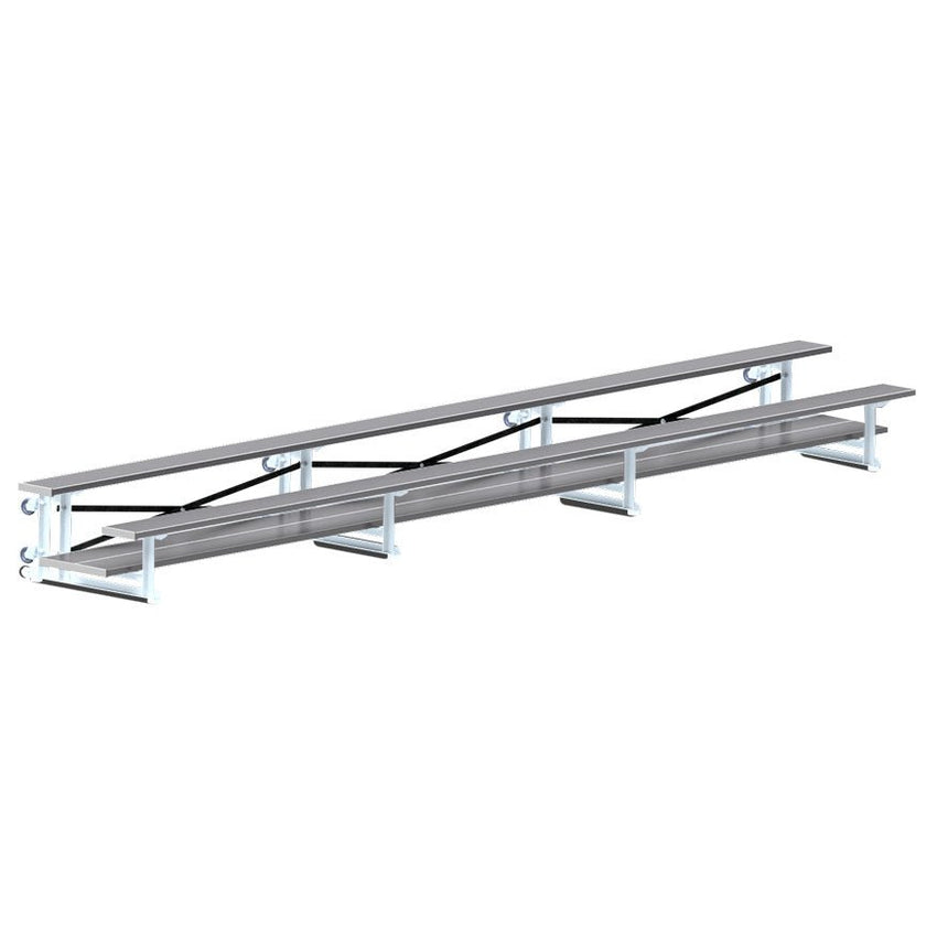 Jaypro Sports Bleacher - 2 Row - Tip & Roll, Double Foot Plank, Powder Coated - 21' L (BLDP - 221TRGPC) - SchoolOutlet