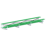 Jaypro Sports Bleacher - 2 Row - Tip & Roll, Double Foot Plank, Powder Coated - 21' L (BLDP - 221TRGPC) - SchoolOutlet