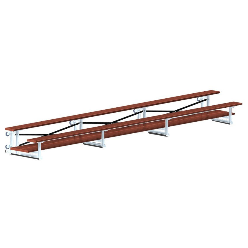 Jaypro Sports Bleacher - 2 Row - Tip & Roll, Double Foot Plank, Powder Coated - 21' L (BLDP - 221TRGPC) - SchoolOutlet