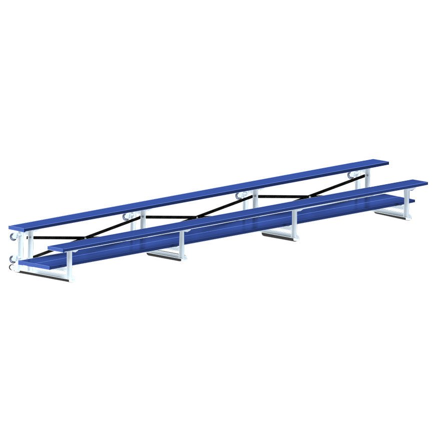 Jaypro Sports Bleacher - 2 Row - Tip & Roll, Double Foot Plank, Powder Coated - 21' L (BLDP - 221TRGPC) - SchoolOutlet