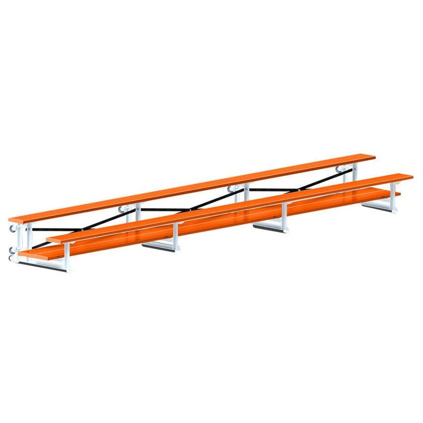 Jaypro Sports Bleacher - 2 Row - Tip & Roll, Double Foot Plank, Powder Coated - 21' L (BLDP - 221TRGPC) - SchoolOutlet