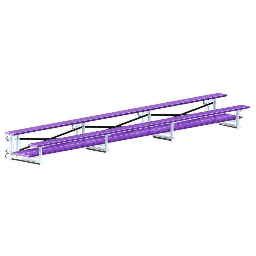 Jaypro Sports Bleacher - 2 Row - Tip & Roll, Double Foot Plank, Powder Coated - 21' L (BLDP - 221TRGPC) - SchoolOutlet