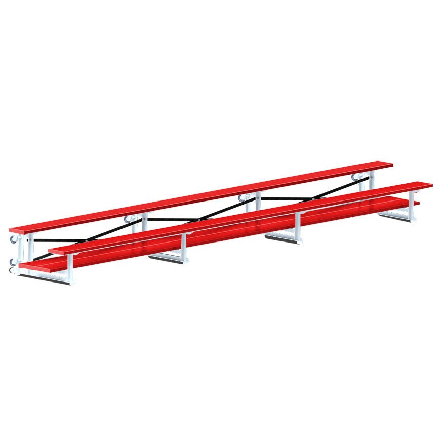 Jaypro Sports Bleacher - 2 Row - Tip & Roll, Double Foot Plank, Powder Coated - 21' L (BLDP - 221TRGPC) - SchoolOutlet