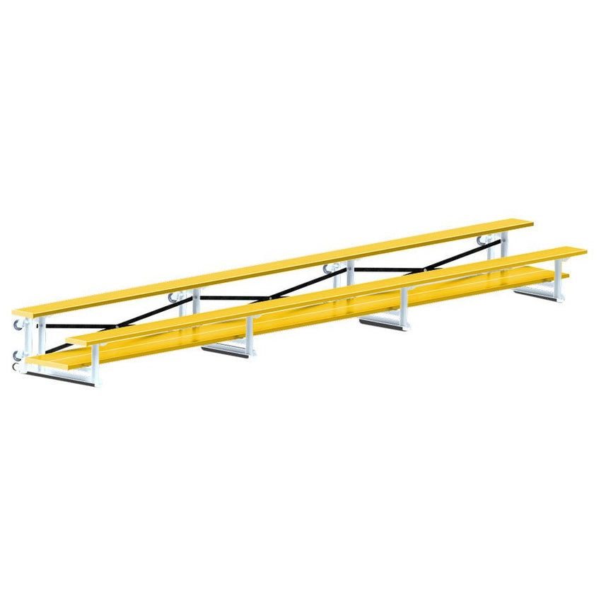 Jaypro Sports Bleacher - 2 Row - Tip & Roll, Double Foot Plank, Powder Coated - 21' L (BLDP - 221TRGPC) - SchoolOutlet