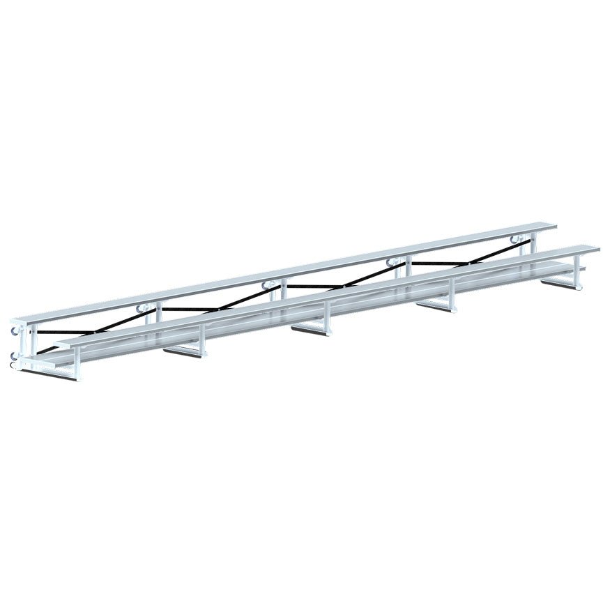 Jaypro Sports Bleacher - 2 Row - Tip & Roll, Double Foot Plank - 27' L ( BLDP - 227TRG) - SchoolOutlet