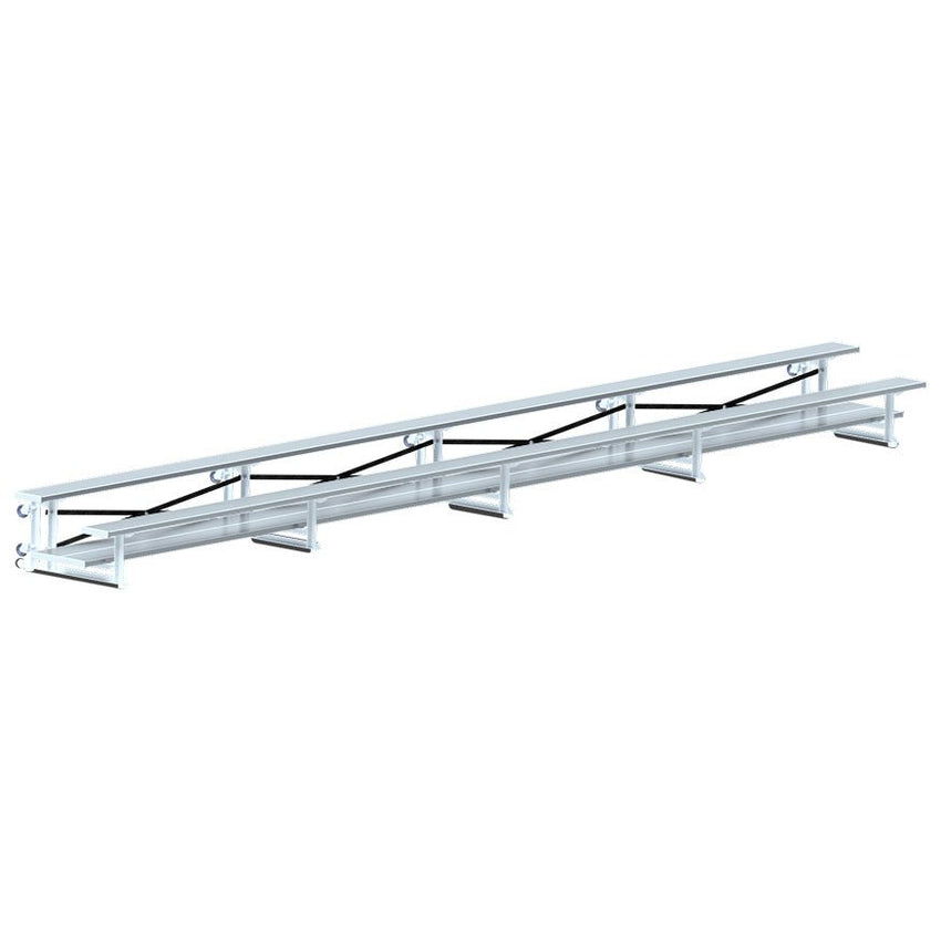 Jaypro Sports Bleacher - 2 Row - Tip & Roll, Double Foot Plank - 27' L ( BLDP - 227TRG) - SchoolOutlet