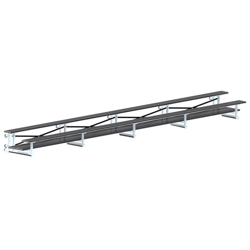 Jaypro Sports Bleacher - 2 Row - Tip & Roll, Double Foot Plank, Powder Coated - 27' L (BLDP - 227TRGPC) - SchoolOutlet