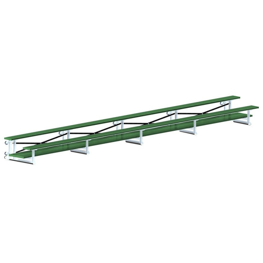 Jaypro Sports Bleacher - 2 Row - Tip & Roll, Double Foot Plank, Powder Coated - 27' L (BLDP - 227TRGPC) - SchoolOutlet