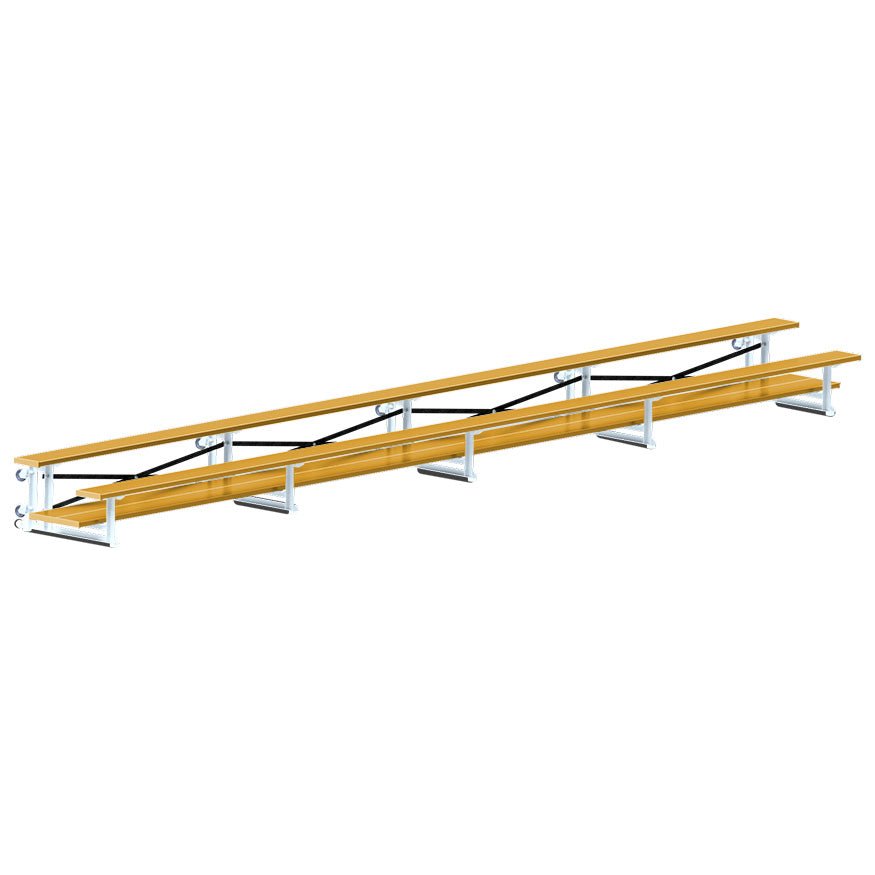 Jaypro Sports Bleacher - 2 Row - Tip & Roll, Double Foot Plank, Powder Coated - 27' L (BLDP - 227TRGPC) - SchoolOutlet