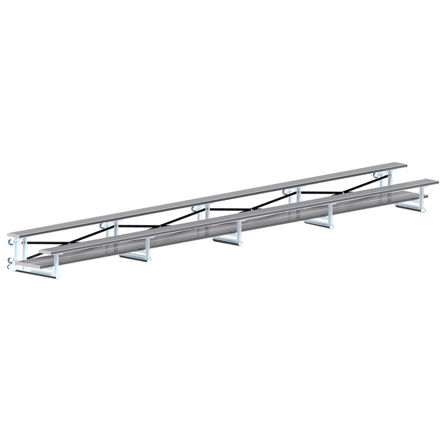 Jaypro Sports Bleacher - 2 Row - Tip & Roll, Double Foot Plank, Powder Coated - 27' L (BLDP - 227TRGPC) - SchoolOutlet