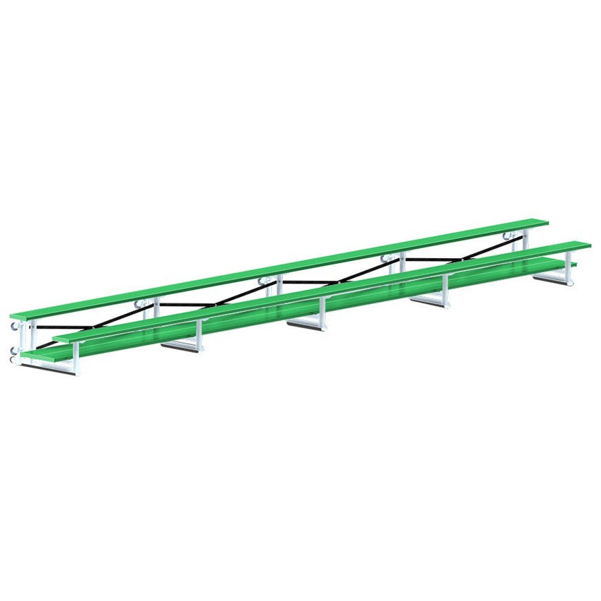 Jaypro Sports Bleacher - 2 Row - Tip & Roll, Double Foot Plank, Powder Coated - 27' L (BLDP - 227TRGPC) - SchoolOutlet