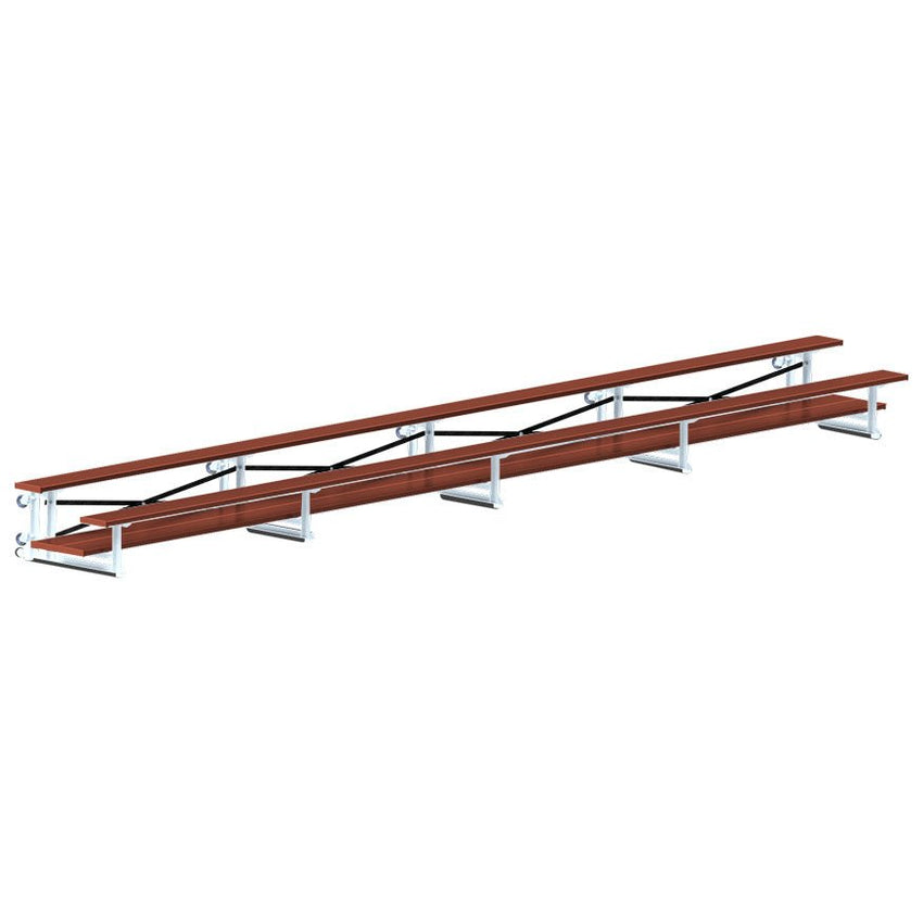 Jaypro Sports Bleacher - 2 Row - Tip & Roll, Double Foot Plank, Powder Coated - 27' L (BLDP - 227TRGPC) - SchoolOutlet