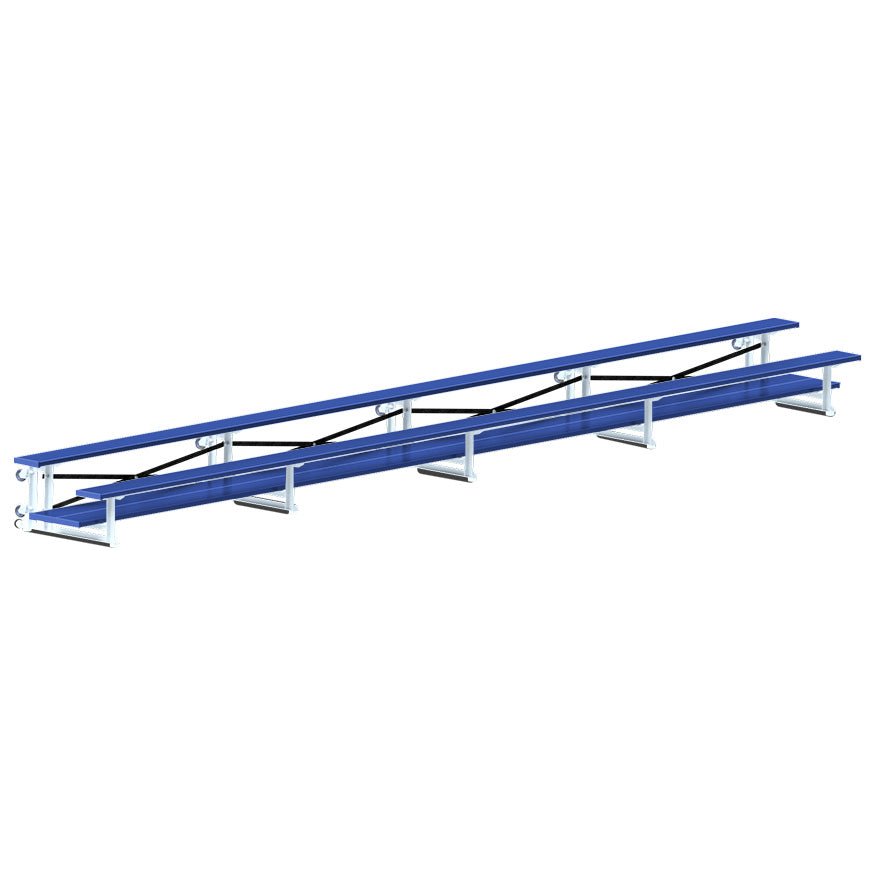 Jaypro Sports Bleacher - 2 Row - Tip & Roll, Double Foot Plank, Powder Coated - 27' L (BLDP - 227TRGPC) - SchoolOutlet