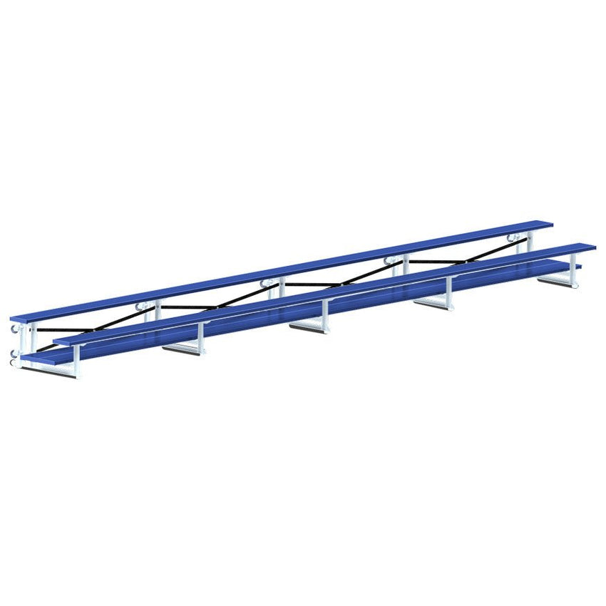 Jaypro Sports Bleacher - 2 Row - Tip & Roll, Double Foot Plank, Powder Coated - 27' L (BLDP - 227TRGPC) - SchoolOutlet