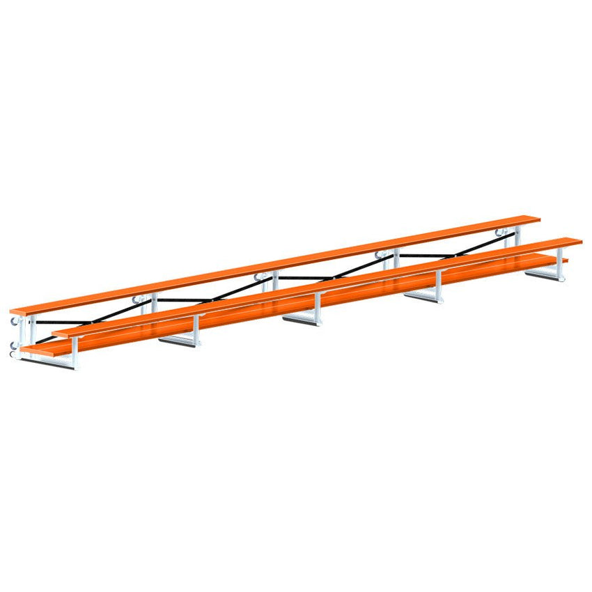 Jaypro Sports Bleacher - 2 Row - Tip & Roll, Double Foot Plank, Powder Coated - 27' L (BLDP - 227TRGPC) - SchoolOutlet