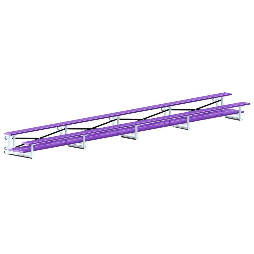 Jaypro Sports Bleacher - 2 Row - Tip & Roll, Double Foot Plank, Powder Coated - 27' L (BLDP - 227TRGPC) - SchoolOutlet