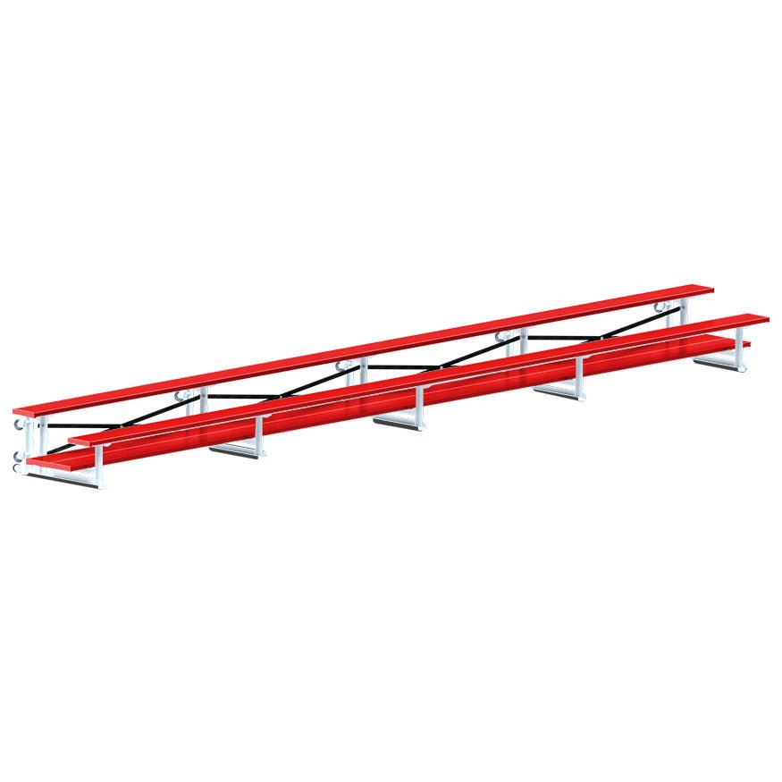 Jaypro Sports Bleacher - 2 Row - Tip & Roll, Double Foot Plank, Powder Coated - 27' L (BLDP - 227TRGPC) - SchoolOutlet