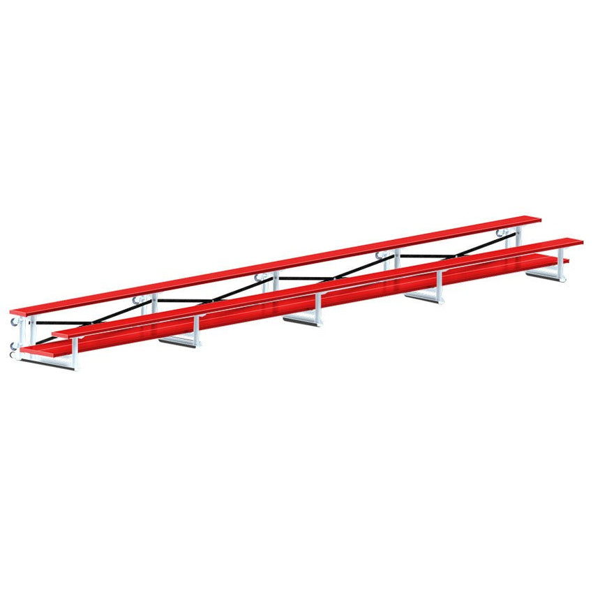 Jaypro Sports Bleacher - 2 Row - Tip & Roll, Double Foot Plank, Powder Coated - 27' L (BLDP - 227TRGPC) - SchoolOutlet