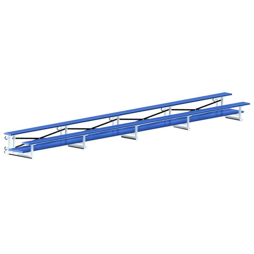 Jaypro Sports Bleacher - 2 Row - Tip & Roll, Double Foot Plank, Powder Coated - 27' L (BLDP - 227TRGPC) - SchoolOutlet