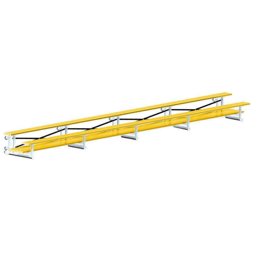 Jaypro Sports Bleacher - 2 Row - Tip & Roll, Double Foot Plank, Powder Coated - 27' L (BLDP - 227TRGPC) - SchoolOutlet