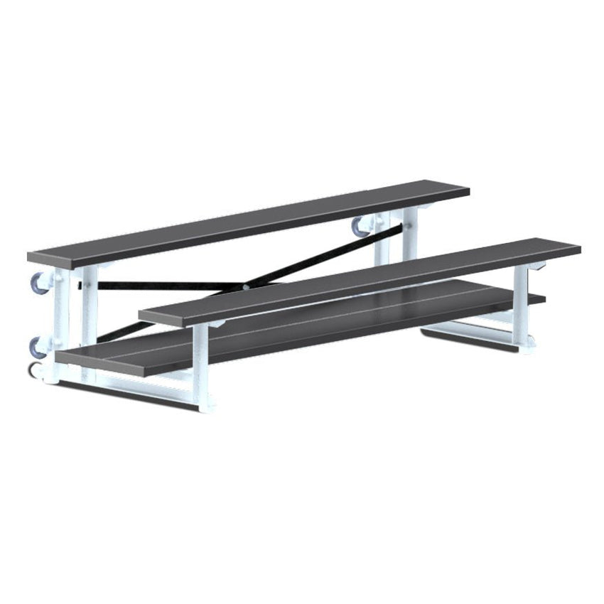 Jaypro Sports Bleacher - 2 Row - Tip & Roll, Double Foot Plank, Powder Coated - 7.5' L (BLDP - 275TRGPC) - SchoolOutlet