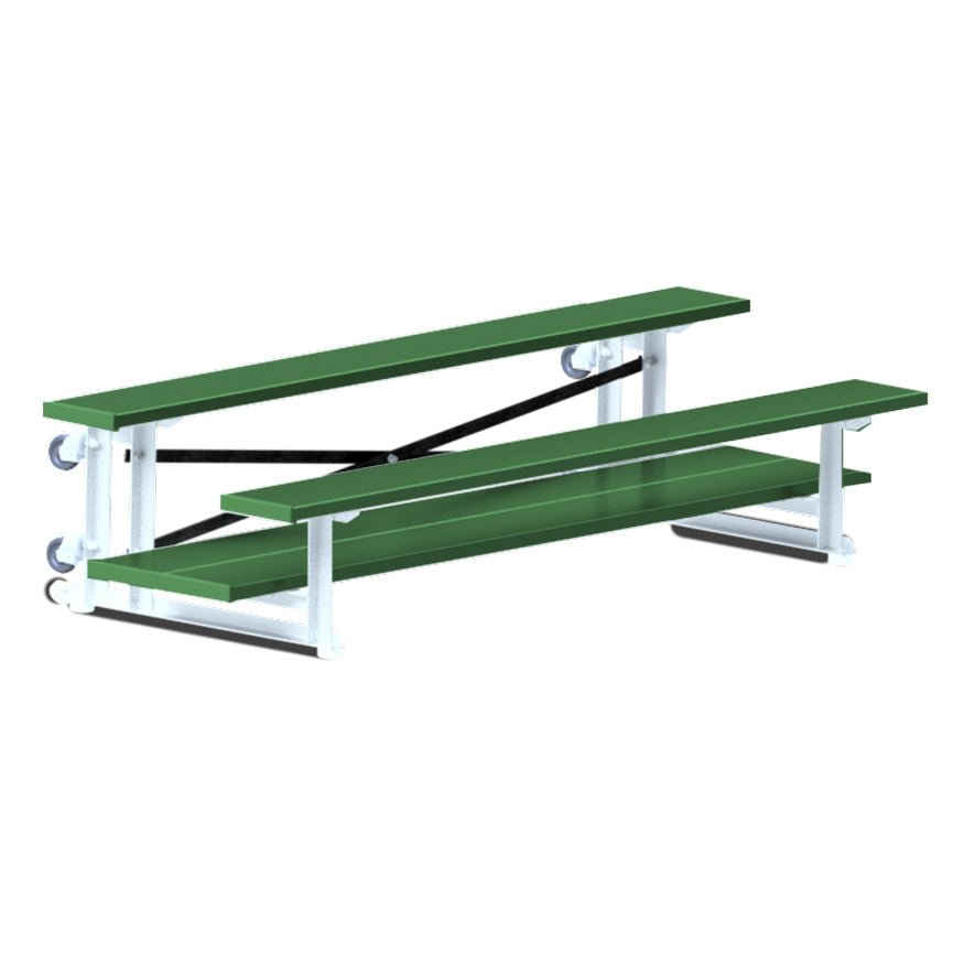 Jaypro Sports Bleacher - 2 Row - Tip & Roll, Double Foot Plank, Powder Coated - 7.5' L (BLDP - 275TRGPC) - SchoolOutlet