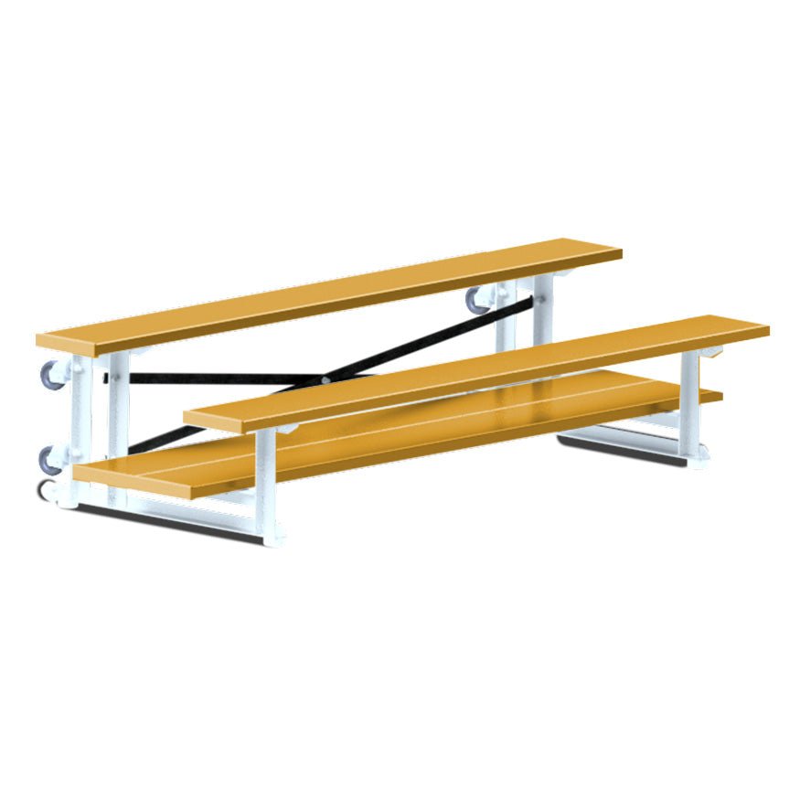 Jaypro Sports Bleacher - 2 Row - Tip & Roll, Double Foot Plank, Powder Coated - 7.5' L (BLDP - 275TRGPC) - SchoolOutlet