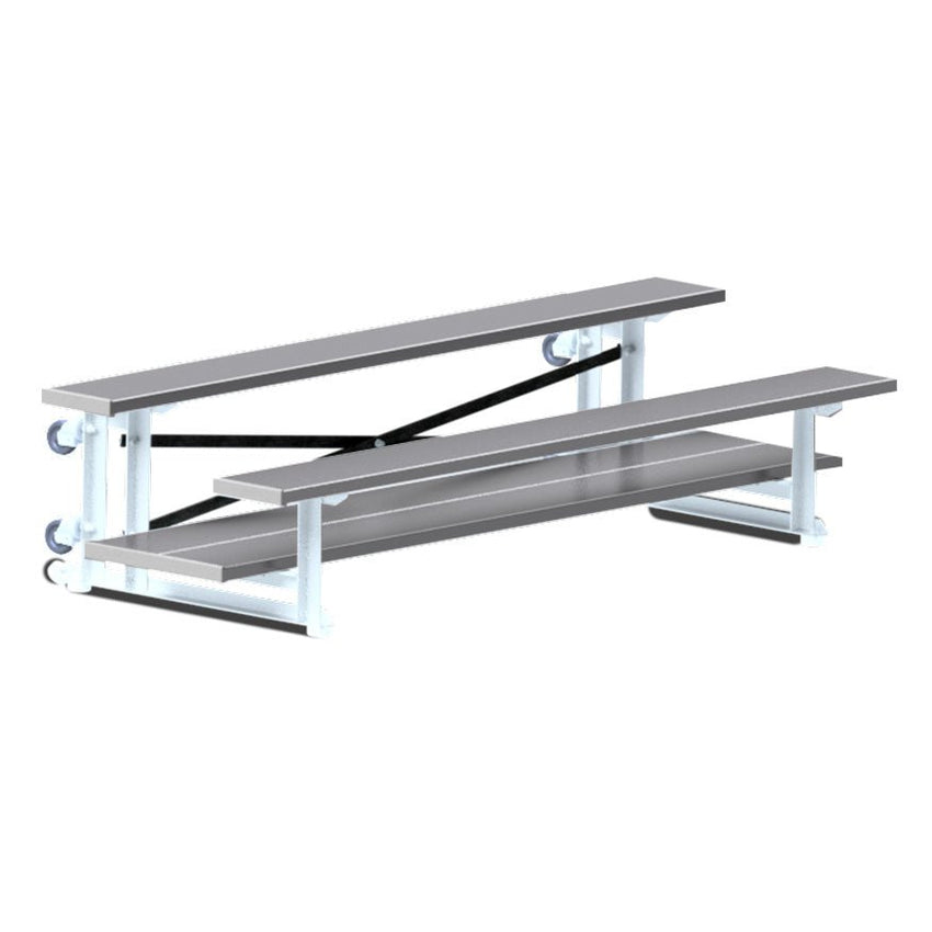 Jaypro Sports Bleacher - 2 Row - Tip & Roll, Double Foot Plank, Powder Coated - 7.5' L (BLDP - 275TRGPC) - SchoolOutlet