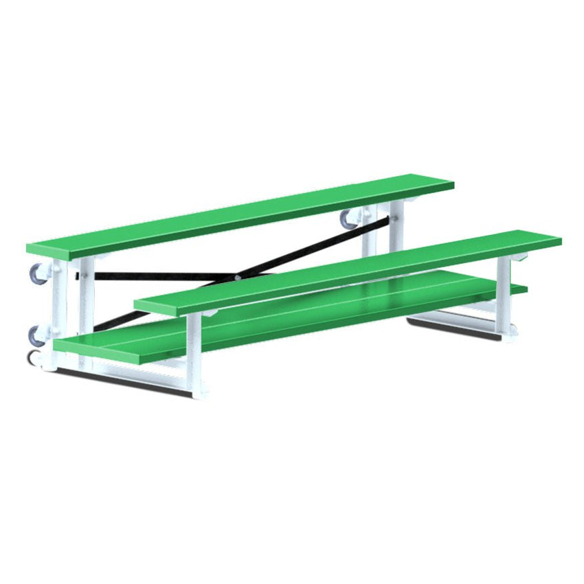 Jaypro Sports Bleacher - 2 Row - Tip & Roll, Double Foot Plank, Powder Coated - 7.5' L (BLDP - 275TRGPC) - SchoolOutlet
