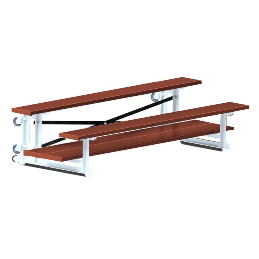 Jaypro Sports Bleacher - 2 Row - Tip & Roll, Double Foot Plank, Powder Coated - 7.5' L (BLDP - 275TRGPC) - SchoolOutlet