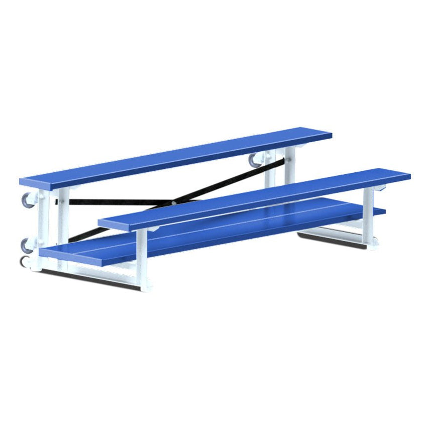 Jaypro Sports Bleacher - 2 Row - Tip & Roll, Double Foot Plank, Powder Coated - 7.5' L (BLDP - 275TRGPC) - SchoolOutlet