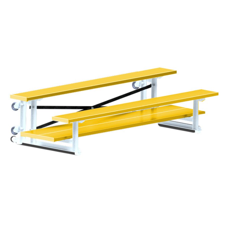 Jaypro Sports Bleacher - 2 Row - Tip & Roll, Double Foot Plank, Powder Coated - 7.5' L (BLDP - 275TRGPC) - SchoolOutlet